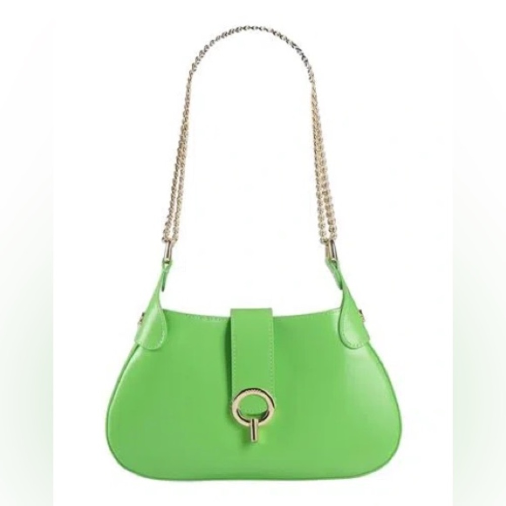 Sandro Lime Green Sweet Janet Chain Leather Shoulder Bag
